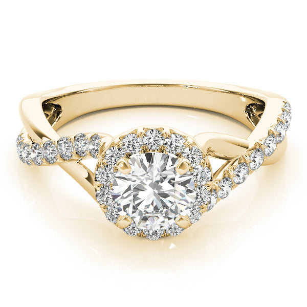 Celestial Halo Round Diamond Engagement Ring — 9K/18K Gold & Platinum