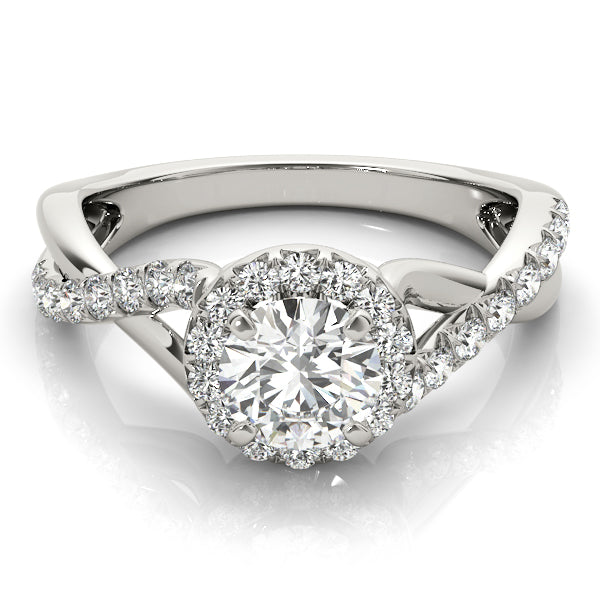 Celestial Halo Round Diamond Engagement Ring — 9K/18K Gold & Platinum