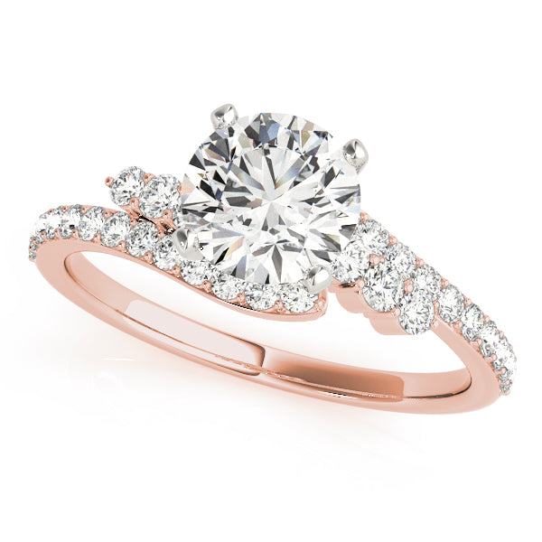 Crowned Bypass Round Diamond Engagement Ring — 9K/18K Gold & Platinum