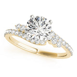 Crowned Bypass Round Diamond Engagement Ring — 9K/18K Gold & Platinum