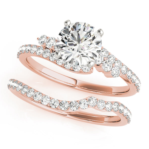 Crowned Bypass Round Diamond Engagement Ring — 9K/18K Gold & Platinum