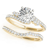 Crowned Bypass Round Diamond Engagement Ring — 9K/18K Gold & Platinum