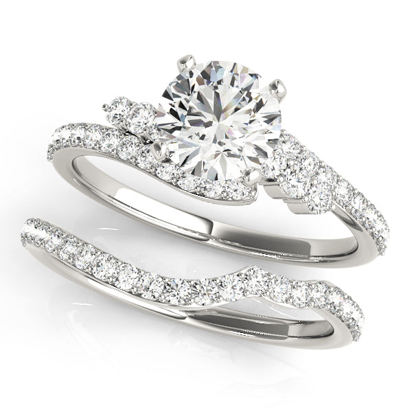 Crowned Bypass Round Diamond Engagement Ring — 9K/18K Gold & Platinum