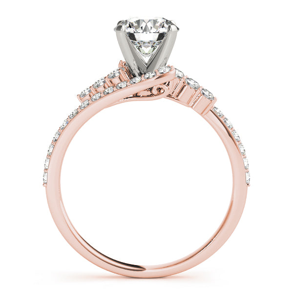 Crowned Bypass Round Diamond Engagement Ring — 9K/18K Gold & Platinum