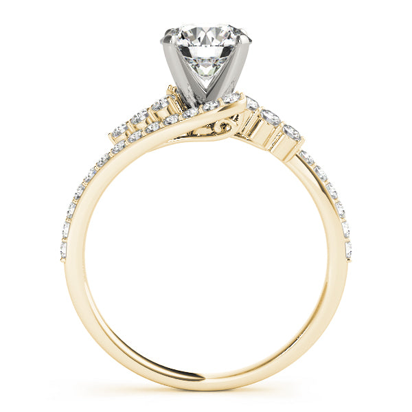 Crowned Bypass Round Diamond Engagement Ring — 9K/18K Gold & Platinum