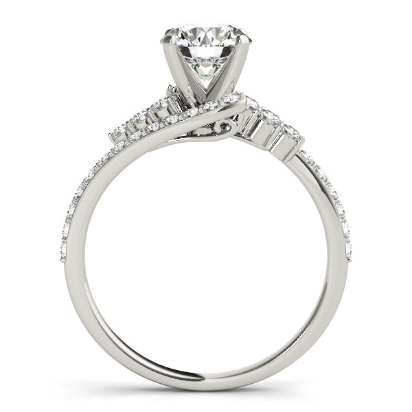 Crowned Bypass Round Diamond Engagement Ring — 9K/18K Gold & Platinum