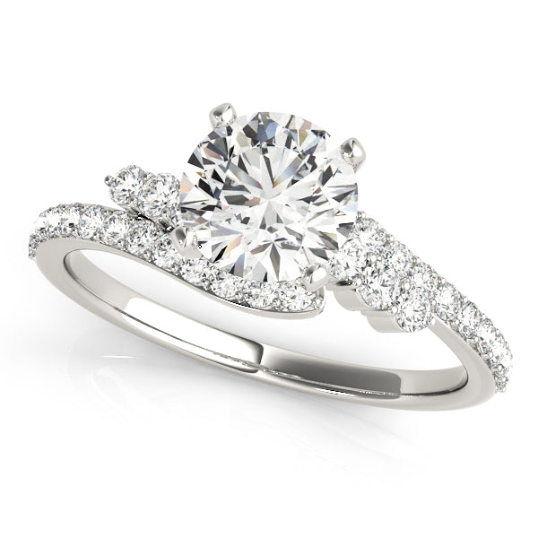 Crowned Bypass Round Diamond Engagement Ring — 9K/18K Gold & Platinum