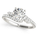 Crowned Bypass Round Diamond Engagement Ring — 9K/18K Gold & Platinum