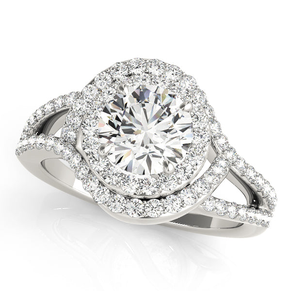 Crowned Halo Round Diamond Engagement Ring — 9K/18K Gold & Platinum