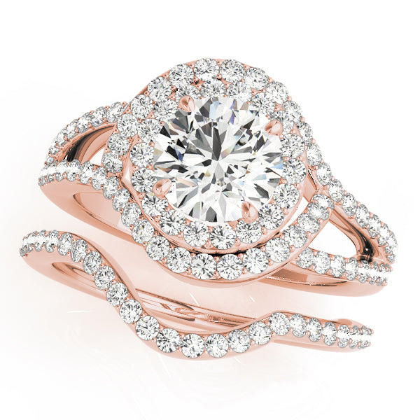 Crowned Halo Round Diamond Engagement Ring — 9K/18K Gold & Platinum