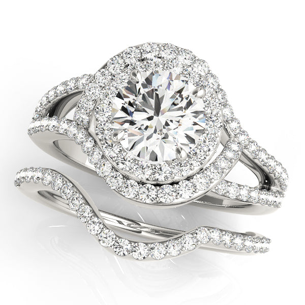 Crowned Halo Round Diamond Engagement Ring — 9K/18K Gold & Platinum