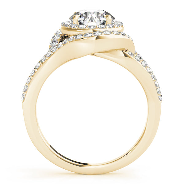 Crowned Halo Round Diamond Engagement Ring — 9K/18K Gold & Platinum