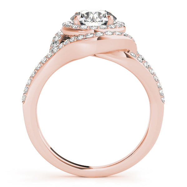Crowned Halo Round Diamond Engagement Ring — 9K/18K Gold & Platinum