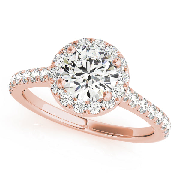 Graceful Halo Round Diamond Engagement Ring — 9K/18K Gold & Platinum