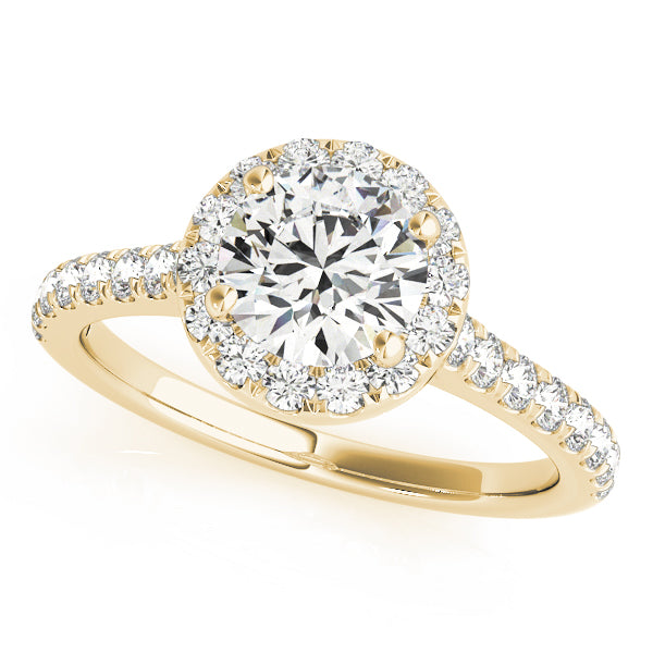Graceful Halo Round Diamond Engagement Ring — 9K/18K Gold & Platinum