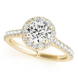 Graceful Halo Round Diamond Engagement Ring — 9K/18K Gold & Platinum