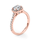 Graceful Halo Round Diamond Engagement Ring — 9K/18K Gold & Platinum