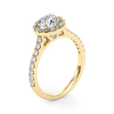 Graceful Halo Round Diamond Engagement Ring — 9K/18K Gold & Platinum