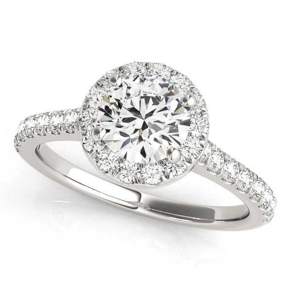 Graceful Halo Round Diamond Engagement Ring — 9K/18K Gold & Platinum