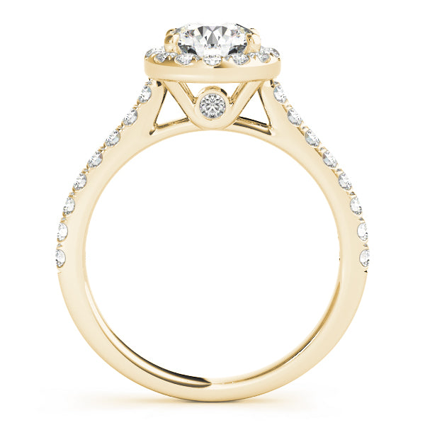 Graceful Halo Round Diamond Engagement Ring — 9K/18K Gold & Platinum