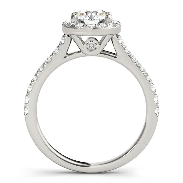 Graceful Halo Round Diamond Engagement Ring — 9K/18K Gold & Platinum