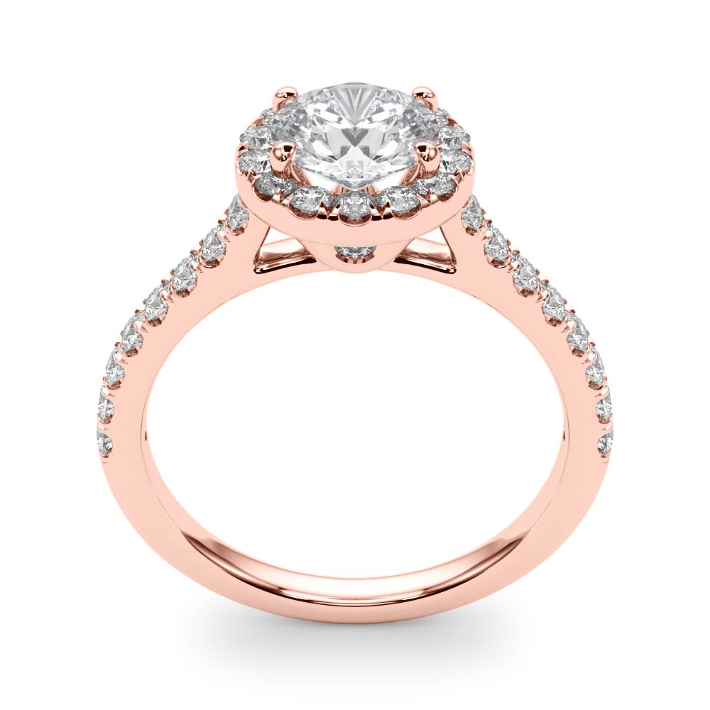 Graceful Halo Round Diamond Engagement Ring — 9K/18K Gold & Platinum
