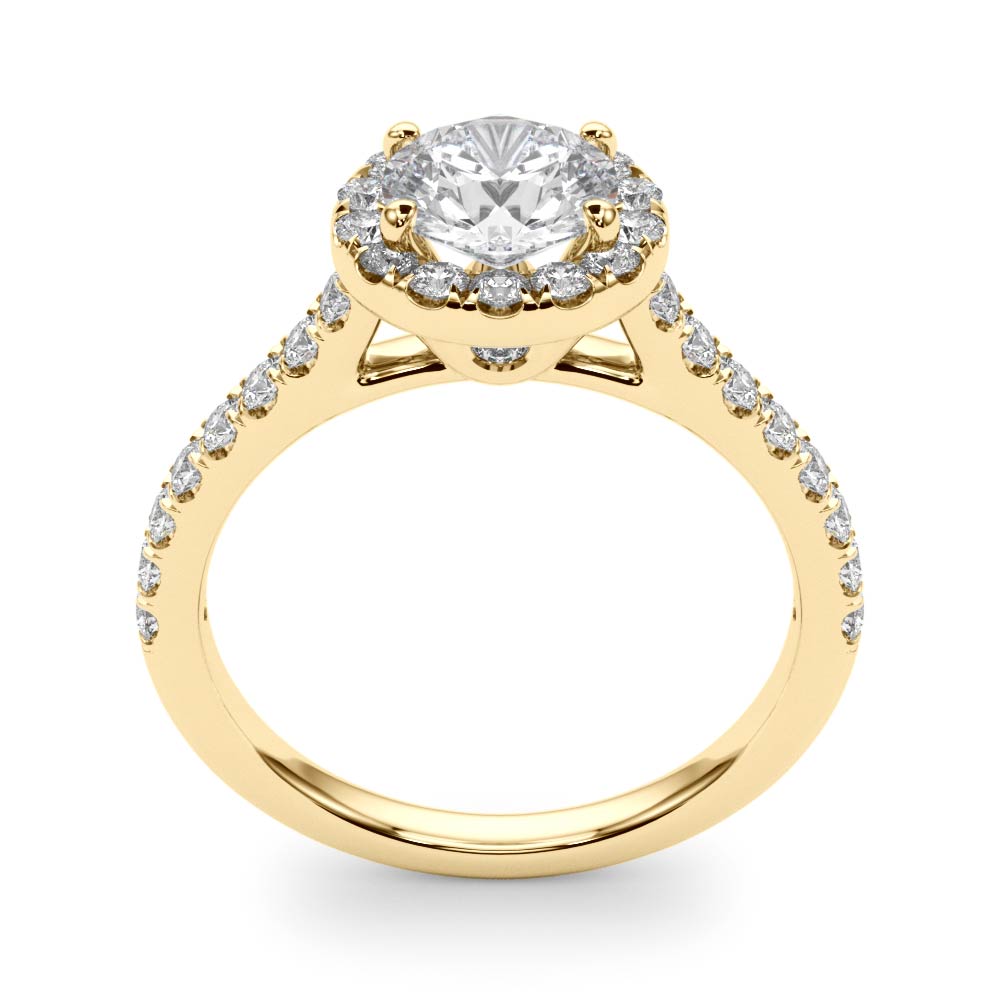 Graceful Halo Round Diamond Engagement Ring — 9K/18K Gold & Platinum