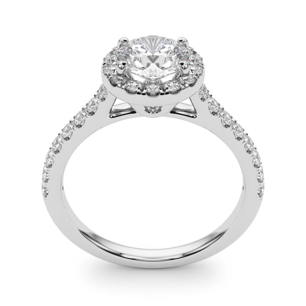 Graceful Halo Round Diamond Engagement Ring — 9K/18K Gold & Platinum