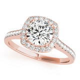 Dazzling Halo Round Diamond Engagement Ring — 9K/18K Gold & Platinum