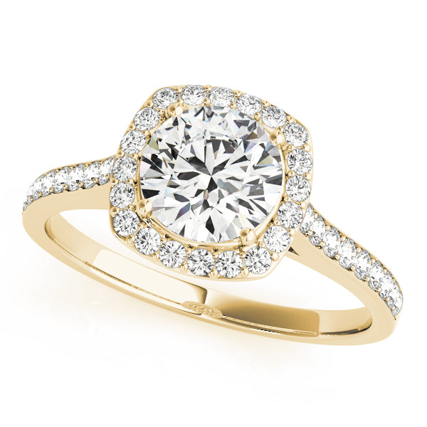 Dazzling Halo Round Diamond Engagement Ring — 9K/18K Gold & Platinum