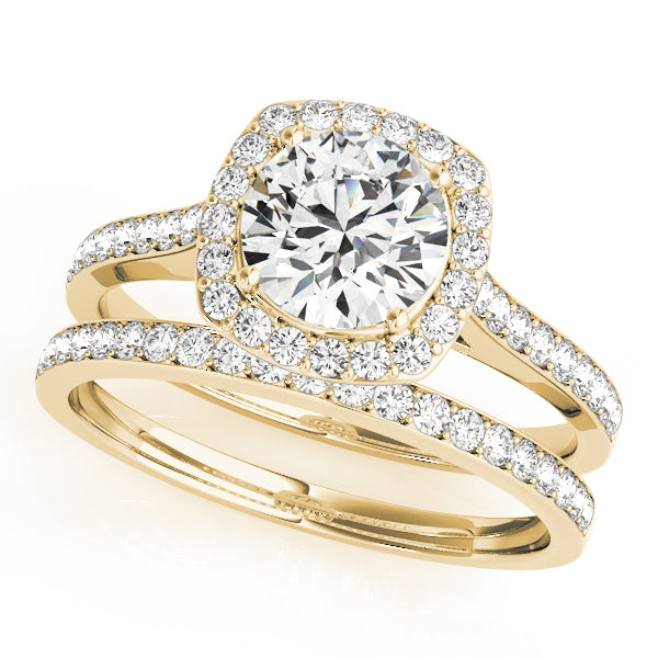 Dazzling Halo Round Diamond Engagement Ring — 9K/18K Gold & Platinum