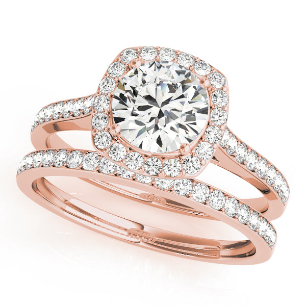 Dazzling Halo Round Diamond Engagement Ring — 9K/18K Gold & Platinum