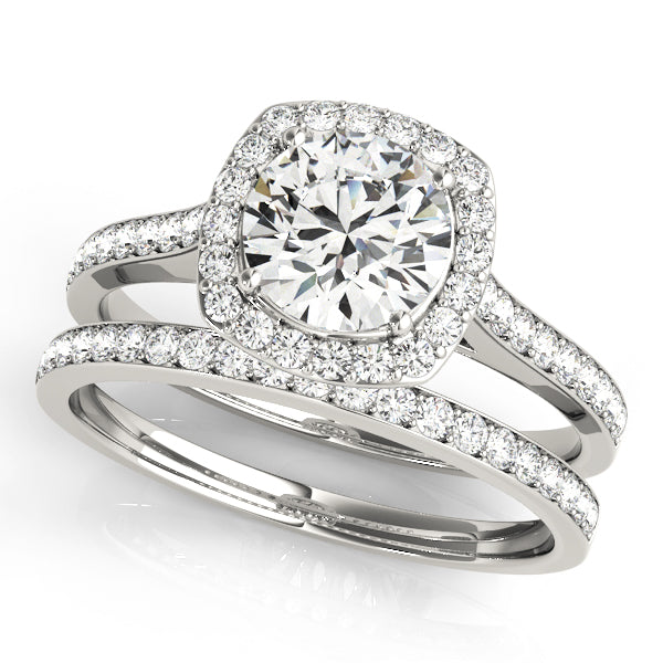 Dazzling Halo Round Diamond Engagement Ring — 9K/18K Gold & Platinum