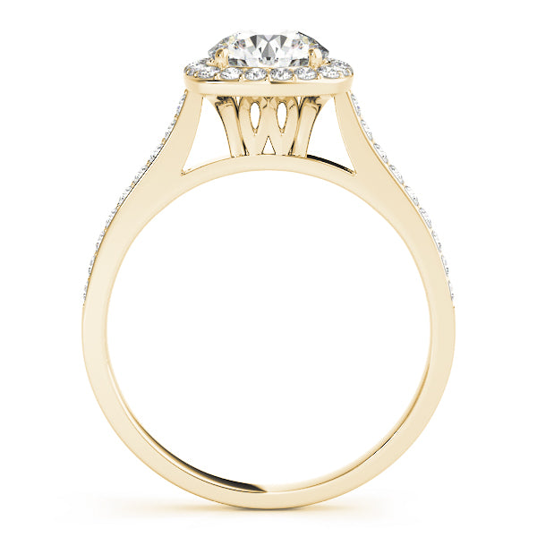 Dazzling Halo Round Diamond Engagement Ring — 9K/18K Gold & Platinum