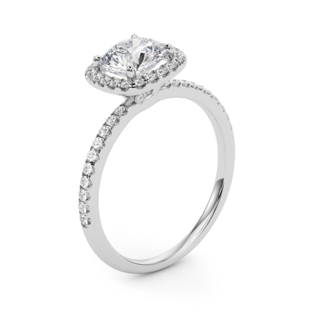 Splendid Halo Round Diamond Engagement Ring — 9K/18K Gold & Platinum