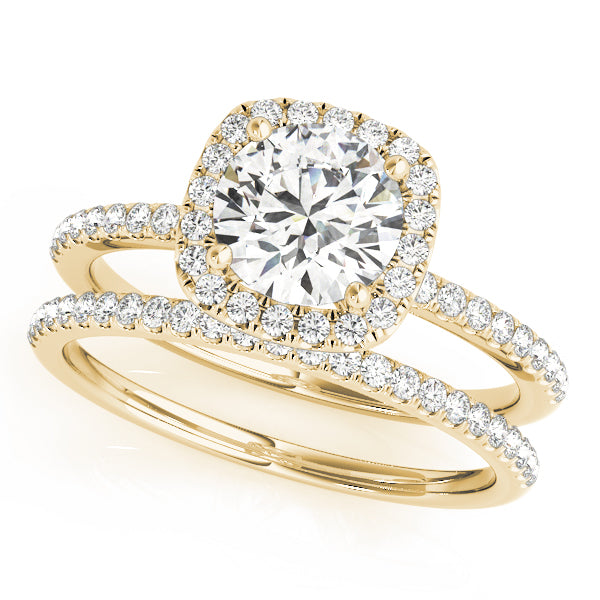 Splendid Halo Round Diamond Engagement Ring — 9K/18K Gold & Platinum