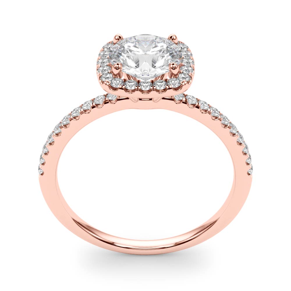 Splendid Halo Round Diamond Engagement Ring — 9K/18K Gold & Platinum