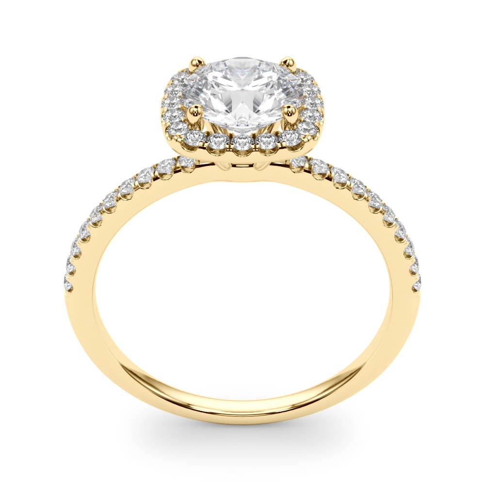 Splendid Halo Round Diamond Engagement Ring — 9K/18K Gold & Platinum