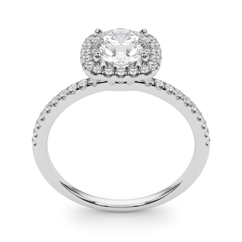 Splendid Halo Round Diamond Engagement Ring — 9K/18K Gold & Platinum