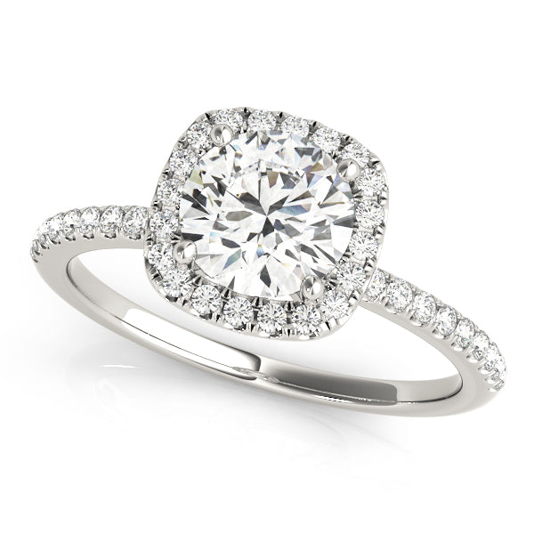 Splendid Halo Round Diamond Engagement Ring — 9K/18K Gold & Platinum
