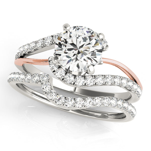 Radiant Bypass Round Diamond Engagement Ring — 9K/18K Gold & Platinum