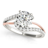 Radiant Bypass Round Diamond Engagement Ring — 9K/18K Gold & Platinum