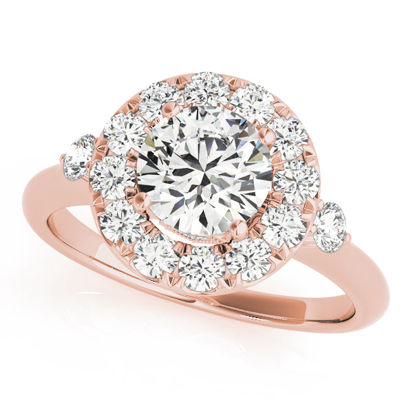 Enchanted Halo Round Diamond Engagement Ring — 9K/18K Gold & Platinum