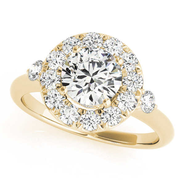 Enchanted Halo Round Diamond Engagement Ring — 9K/18K Gold & Platinum