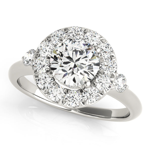 Enchanted Halo Round Diamond Engagement Ring — 9K/18K Gold & Platinum