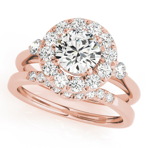 Enchanted Halo Round Diamond Engagement Ring — 9K/18K Gold & Platinum