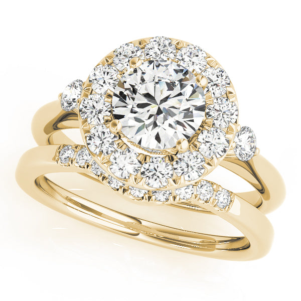 Enchanted Halo Round Diamond Engagement Ring — 9K/18K Gold & Platinum