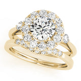 Enchanted Halo Round Diamond Engagement Ring — 9K/18K Gold & Platinum