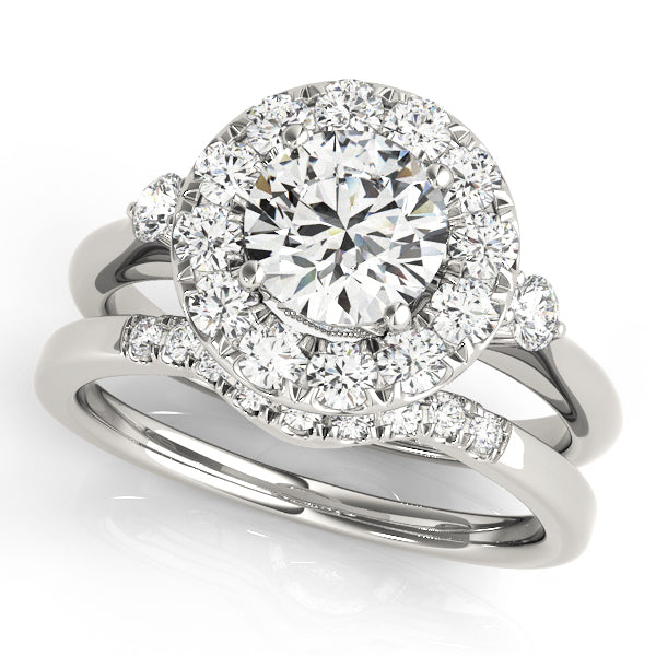 Enchanted Halo Round Diamond Engagement Ring — 9K/18K Gold & Platinum