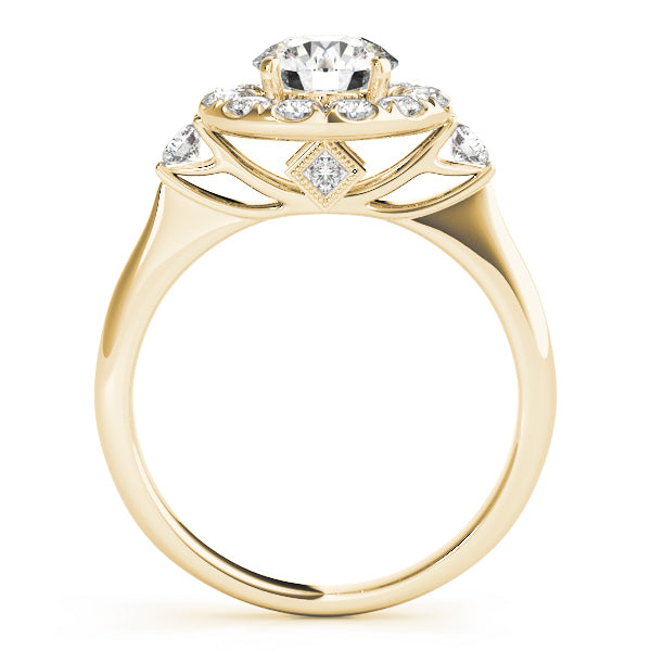 Enchanted Halo Round Diamond Engagement Ring — 9K/18K Gold & Platinum